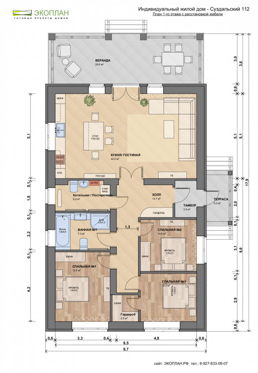 Планировка дома Суздальский 112, этаж 1