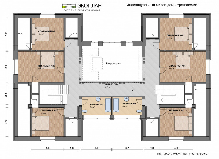 Планировка дома Уренгойский, этаж 2