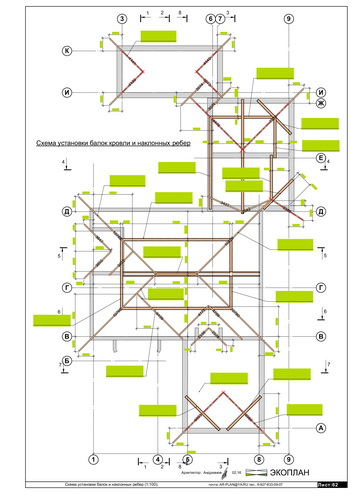 Схема установки балок и наклонных ребер (1_100);